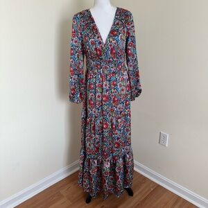 Jessica Simpson Floral Maxi Dress - Red, Blue, Green